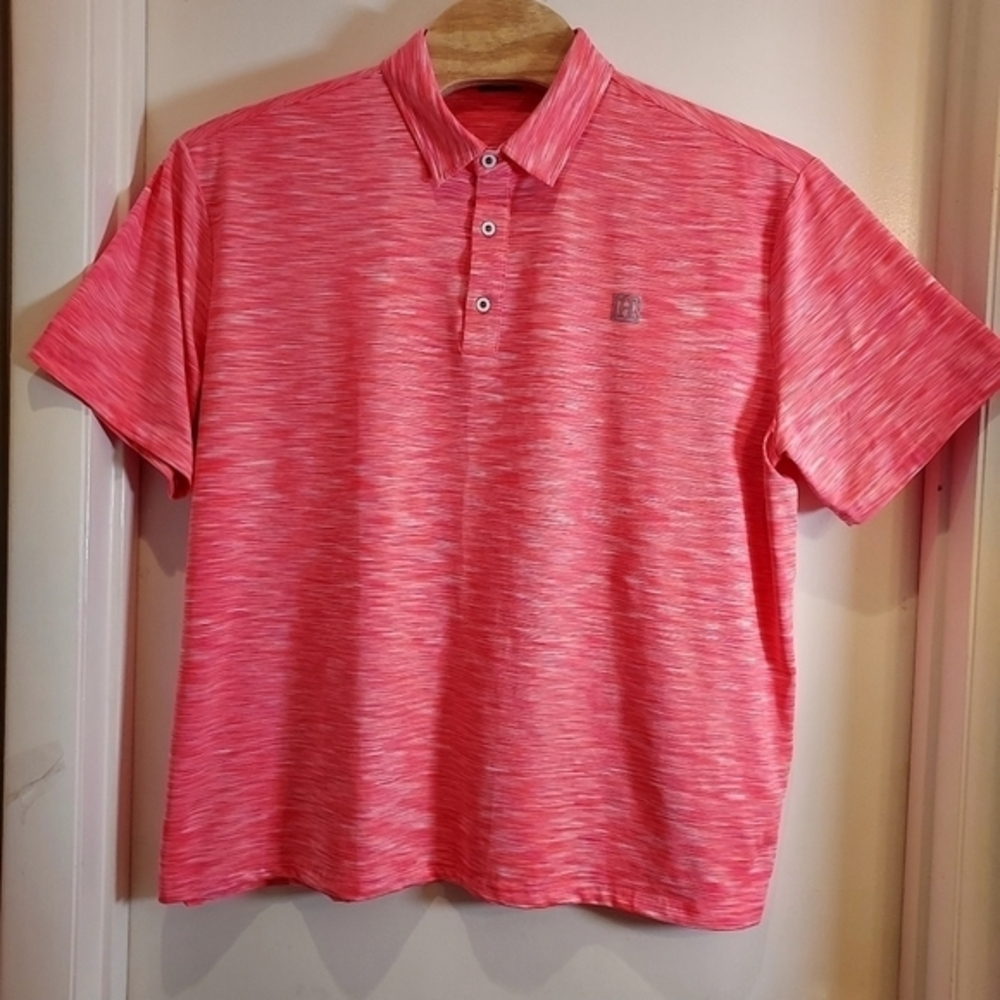 HRESKI Men's 3XL Performance Polo Orange/Pink/White Light Weight Golf‎ Shirt